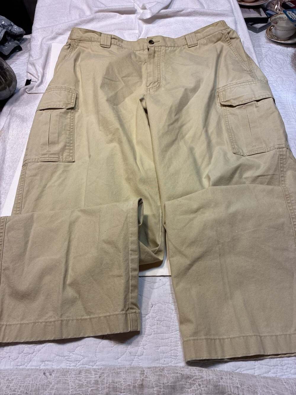 LL Bean Cargo Pants Size 40x32 Khaki Cotton Casual Hiking